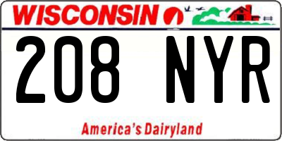 WI license plate 208NYR