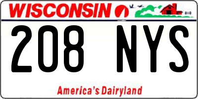 WI license plate 208NYS