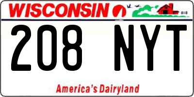 WI license plate 208NYT
