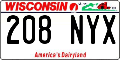 WI license plate 208NYX