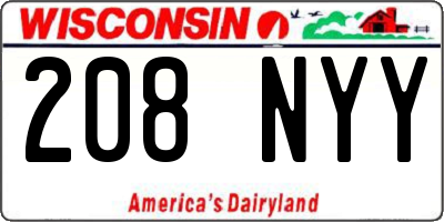 WI license plate 208NYY