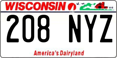 WI license plate 208NYZ
