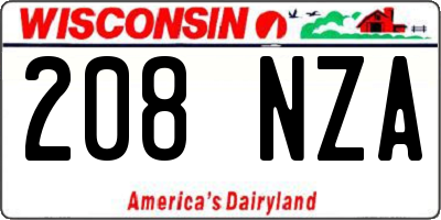 WI license plate 208NZA