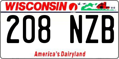 WI license plate 208NZB