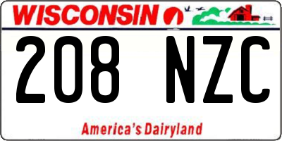 WI license plate 208NZC