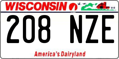 WI license plate 208NZE