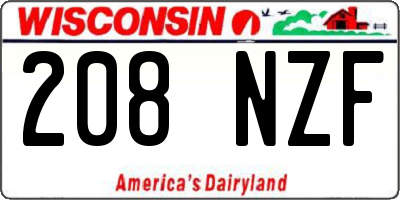 WI license plate 208NZF