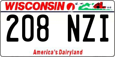 WI license plate 208NZI