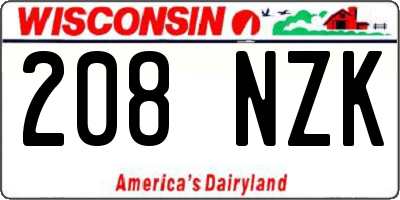 WI license plate 208NZK