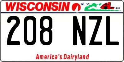WI license plate 208NZL