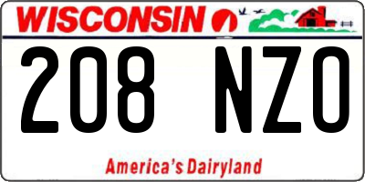WI license plate 208NZO