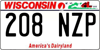 WI license plate 208NZP