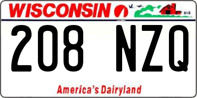 WI license plate 208NZQ