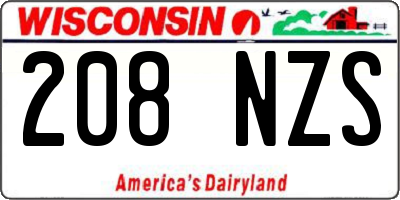 WI license plate 208NZS