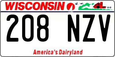 WI license plate 208NZV