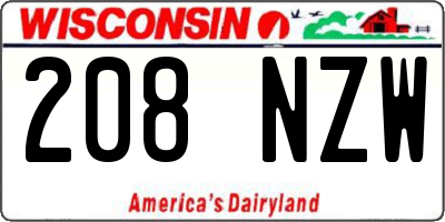WI license plate 208NZW