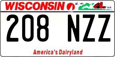 WI license plate 208NZZ
