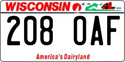 WI license plate 208OAF
