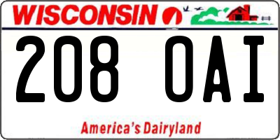 WI license plate 208OAI