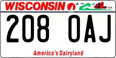 WI license plate 208OAJ