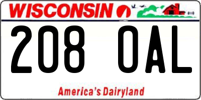 WI license plate 208OAL