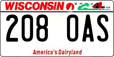WI license plate 208OAS