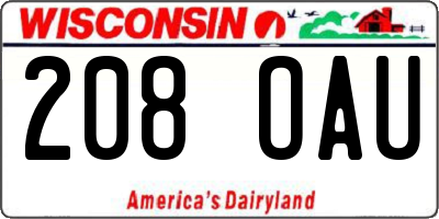 WI license plate 208OAU