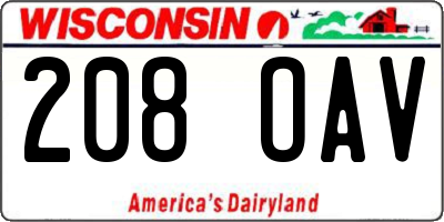 WI license plate 208OAV