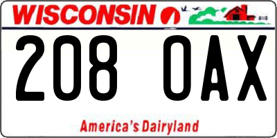 WI license plate 208OAX