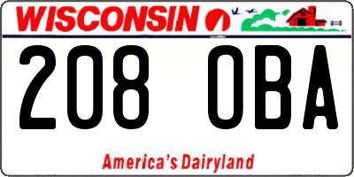 WI license plate 208OBA