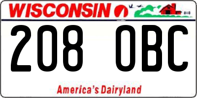 WI license plate 208OBC