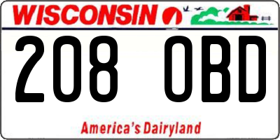 WI license plate 208OBD