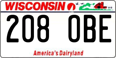 WI license plate 208OBE