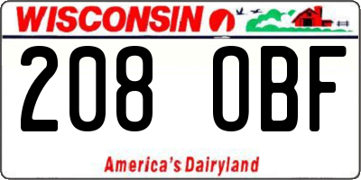 WI license plate 208OBF
