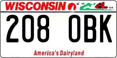 WI license plate 208OBK