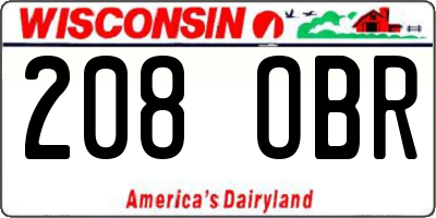 WI license plate 208OBR