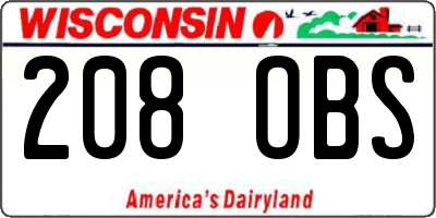 WI license plate 208OBS