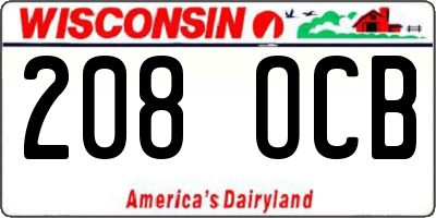 WI license plate 208OCB