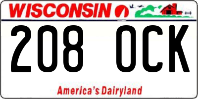 WI license plate 208OCK