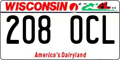 WI license plate 208OCL