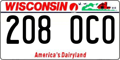 WI license plate 208OCO