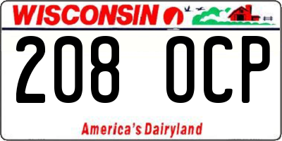 WI license plate 208OCP
