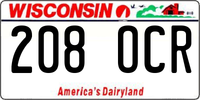 WI license plate 208OCR