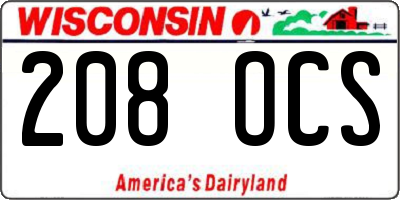 WI license plate 208OCS