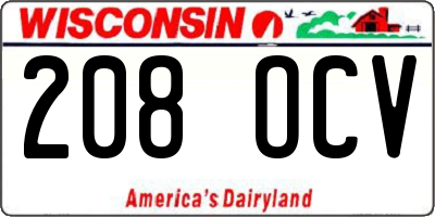 WI license plate 208OCV