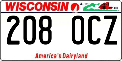 WI license plate 208OCZ