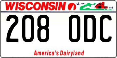WI license plate 208ODC