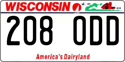 WI license plate 208ODD