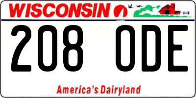 WI license plate 208ODE