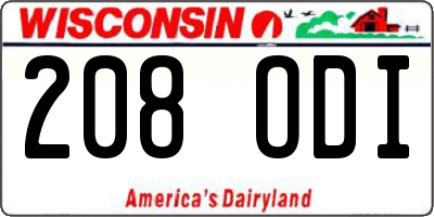 WI license plate 208ODI